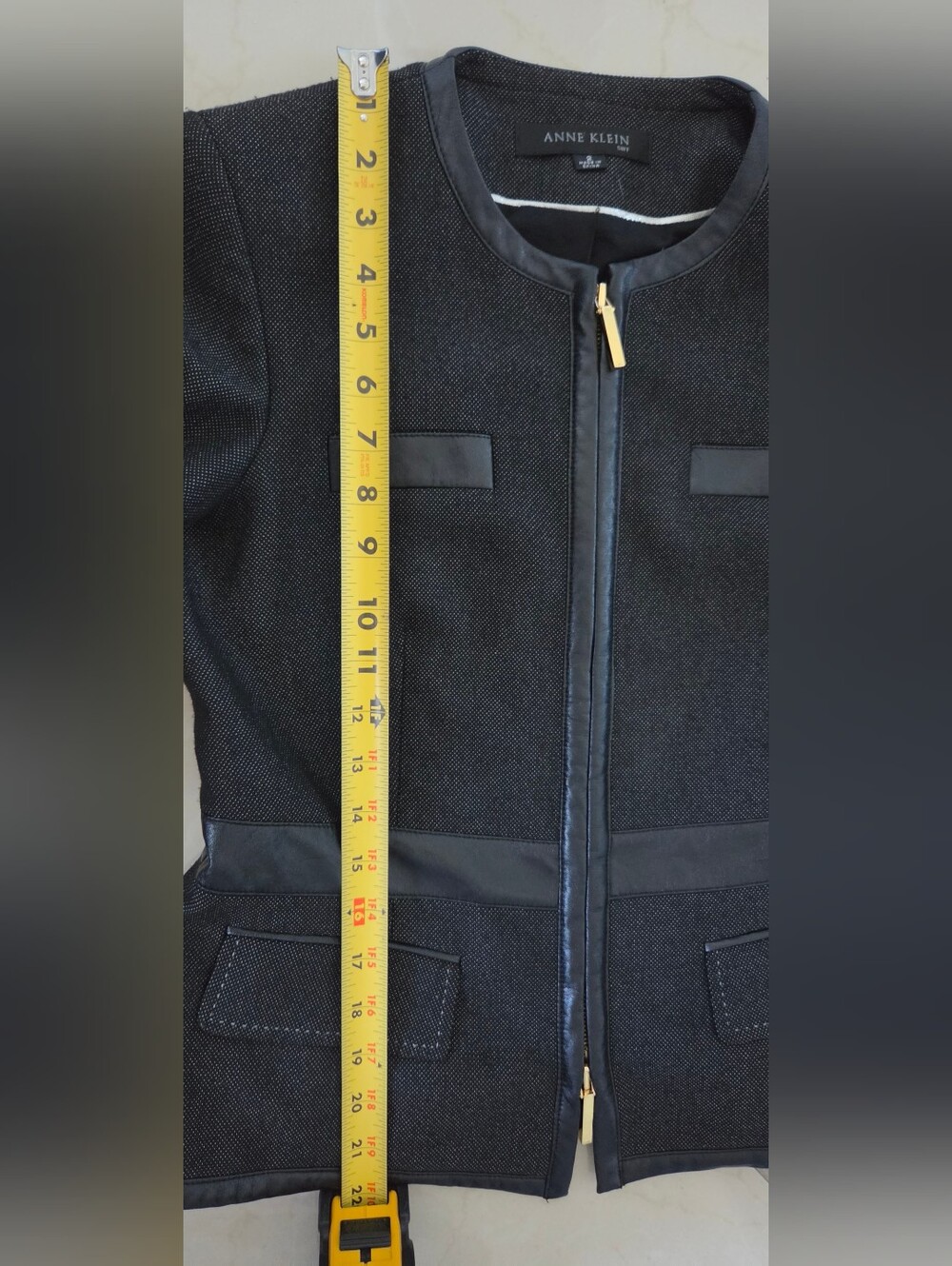 Anne Klein Jacket Size 2 Black Moto Office Alt Edgy Tailored Minimalist - Picture 8 of 10